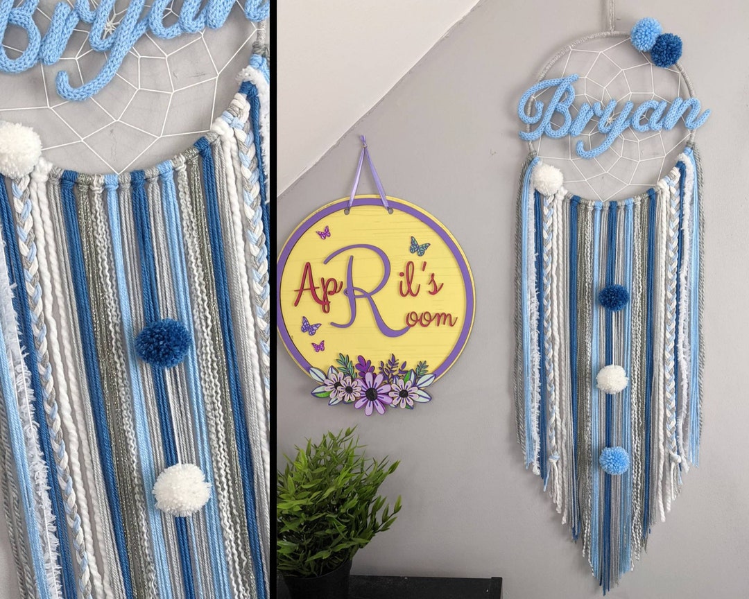 Pretty Jolly Purple Star Dream Catcher - Handmade Pompom Feather Wall Decor For Kids Room - View #9