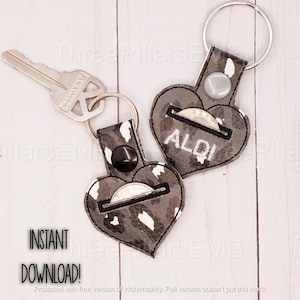 Quarter Keeper Embroidery Design, Aldi Quarter Holder Key Fob Embroidery File, Snap Tab Aldi Keychain Embroidery Design