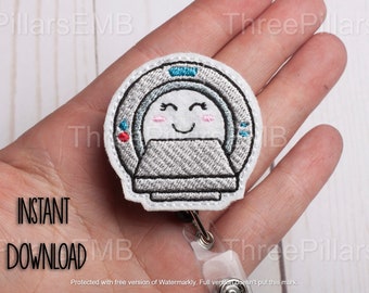 MRI Machine Feltie Embroidery Design, Kawaii MRI Embroidery File, MRI Tech Embroidery Design