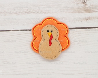Turkey Feltie Embroidery Design, Thanksgiving Embroidery File, Badge Reel Felt Design, Machine Embroidery Stitch File
