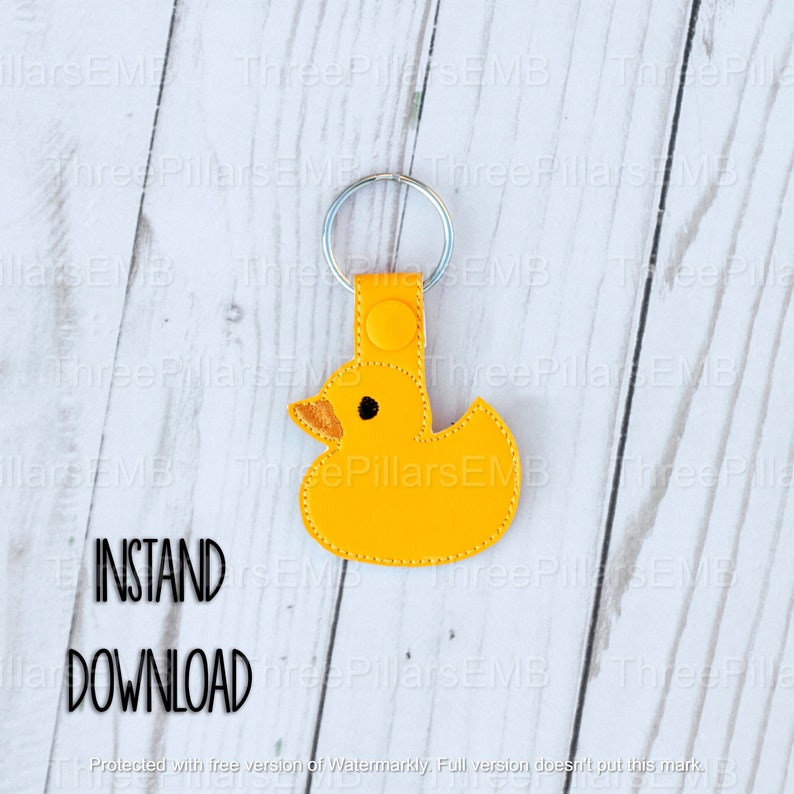 Rubber ducky keyfob embroidery design rubber duck snap tab  etsy