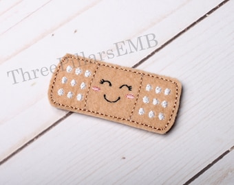 Bandage Machine Embroidery Design, Bandage Feltie Design for Badge Reel, Hair Clip, Planner,  - Kawaii Smile, Bandage Badge Reel Feltie