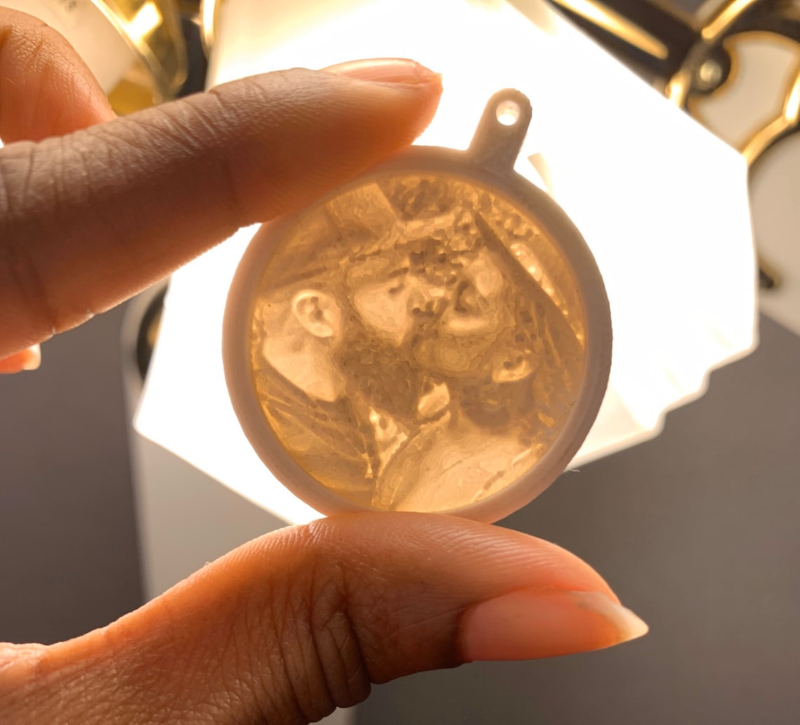 3D Printed Lithophane Portrait Keychain Charm Etsy