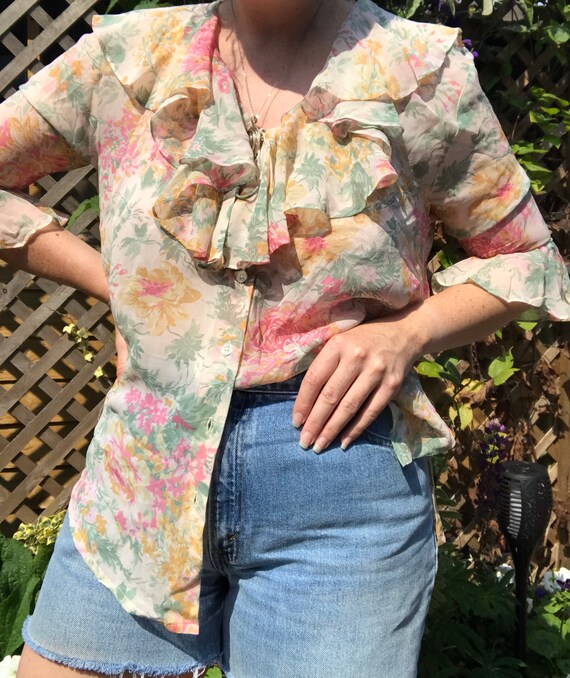 Vintage Laura Ashley Silk Frill Blouse