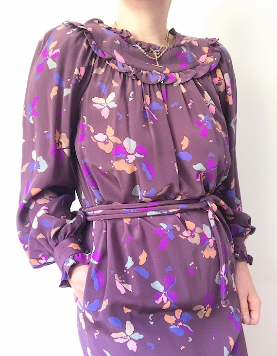 Vintage Mary McFadden Silk Floral Dress - image 1
