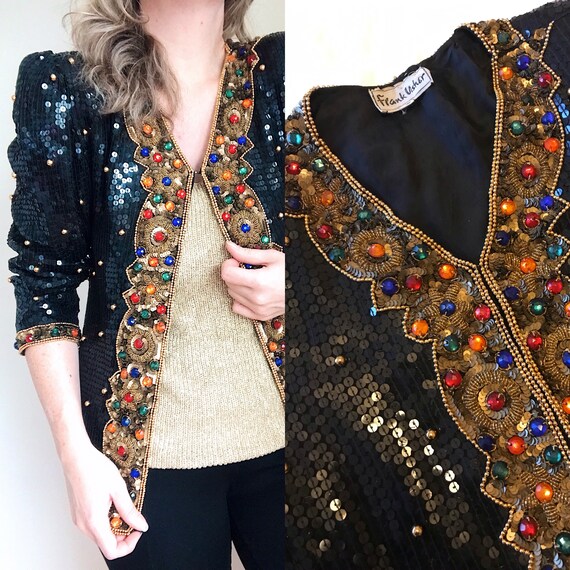 1980s Frank Usher Sequin Trophy Jacket