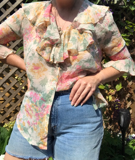 Vintage Laura Ashley Silk Frill Blouse