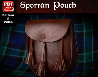 Leren Scottish Sporran Pouch-zelfstudie en PDF-patroon Digitale download