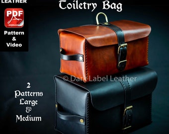 Leather Dopp Kit Toiletry Bag Set PDF Pattern Digital Download Travel Kit by Dark Label Leather