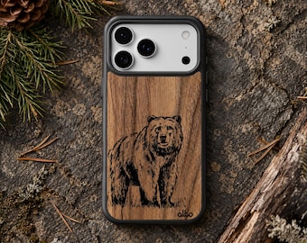 GRIZZLY Real Wood Phone Case | iPhone 18 17 16 | Samsung Galaxy S26 S25 S24FE | Google Pixel 11 Pro XL 10 9a | Made in Canada