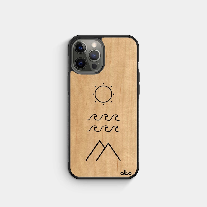 OUTDOOR VIBES - Real Wood iPhone Case- iPhone 14, 13, 12- Samsung Galaxy S22,S21, S20FE - Google Pixel 6,5a - Made in Canada Alto Collective 