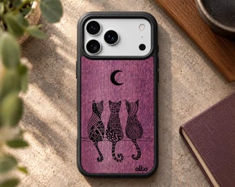Crescent Moon Real Wood Phone Case | iPhone 18 17 16 | Samsung Galaxy S26 S25 S24FE | Google Pixel 11 Pro 10 XL 9a | Made in Canada