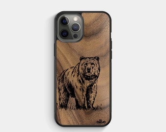 GRIZZLY Real Wood Phone Case | iPhone 17 16 15 | Samsung Galaxy S26 S25 S24FE | Google Pixel 10 XL 9a | Made in Canada