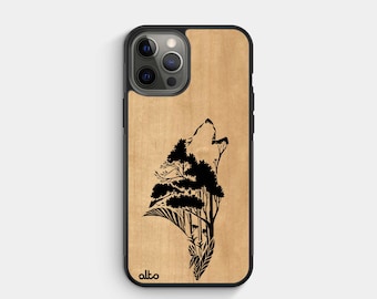 HOWL - Étui iPhone en bois véritable - iPhone 15 Pro, 14, 13- Samsung Galaxy S24, S23,S21FE - Google Pixel 8, 7a, 6- Fabriqué au Canada Alto Collective