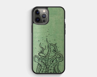 TENTACLES - Real Wood iPhone Case- iPhone 15 Pro, 14, 13- Samsung Galaxy S24, S23,S21FE - Google Pixel 8, 7a,6- MadeinCanada Alto Collective