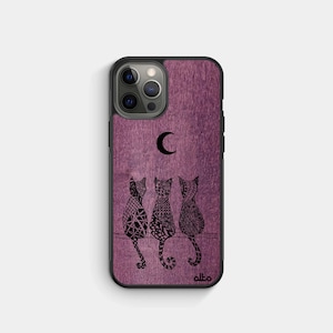 CRESCENT MOON - Real Wood Phone Case - iPhone 17 Pro ,16, 15 - Samsung Galaxy S25,S24, S23FE - Google Pixel 10Pro  9XL,8a,6 -Alto Collective