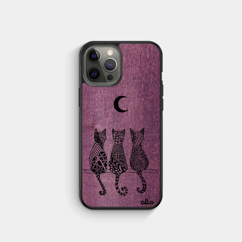 CRESCENT MOON - Real Wood iPhone Case - iPhone 14, 13, 12 - Samsung Galaxy S22, S21, S20FE - Google Pixel 7,6a, 5 - Made by Alto Collective 