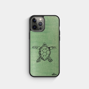 SEA TURTLE - Coque de portable en bois véritable - iPhone 16 Pro, 15, 14 - Samsung Galaxy S25, S24, S23FE - Google Pixel 9XL, 8a - Fabriqué au Canada Alto Collective