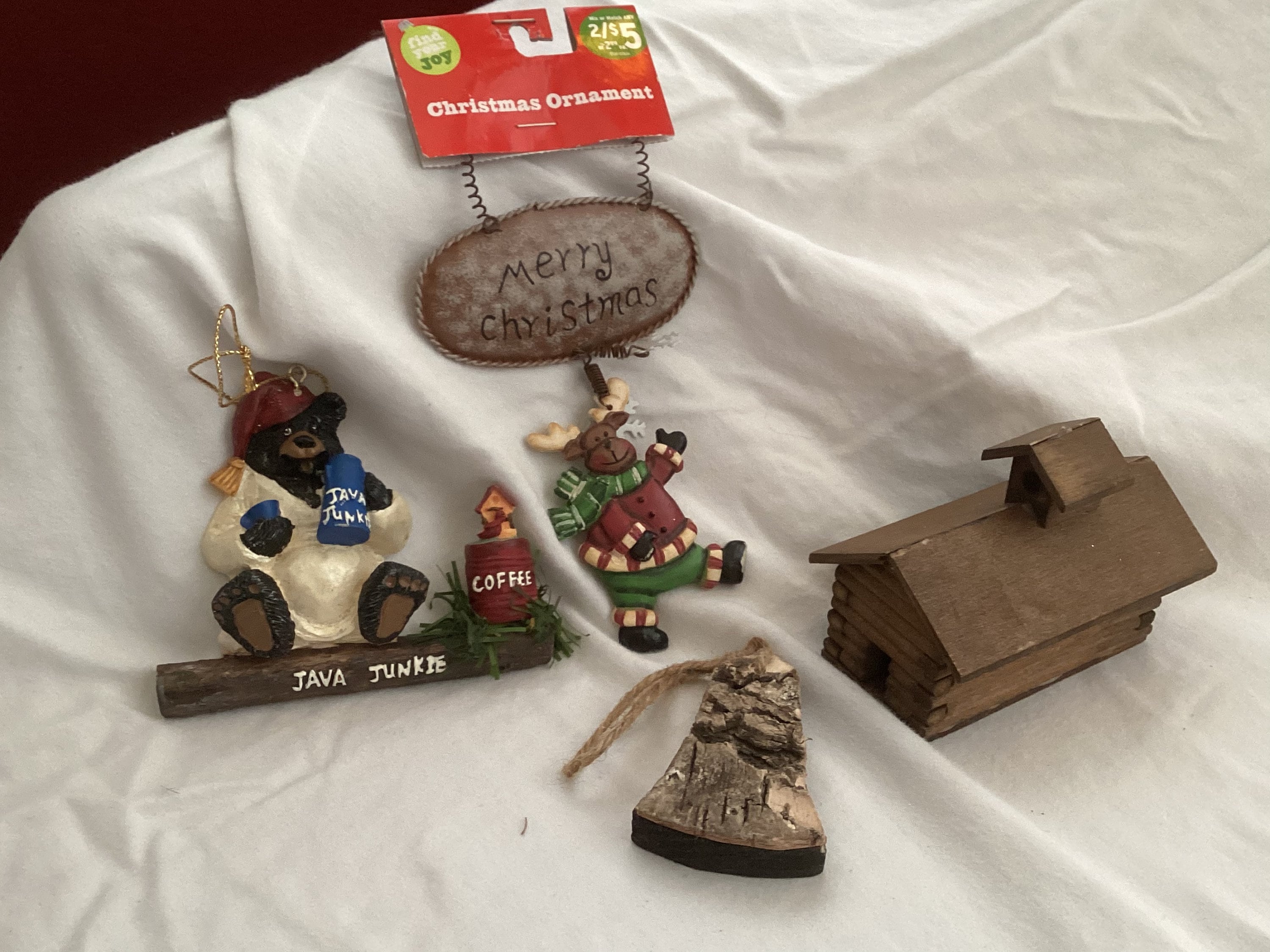 Set of Four Fun Rustic Cabin Christmas Ornaments/decorations Etsy