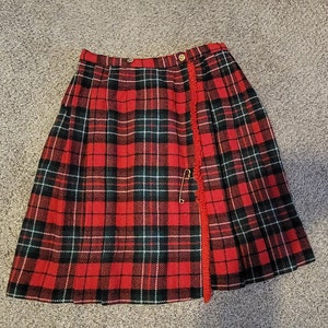 Womens Tartan Wool Kilt skirt vintage