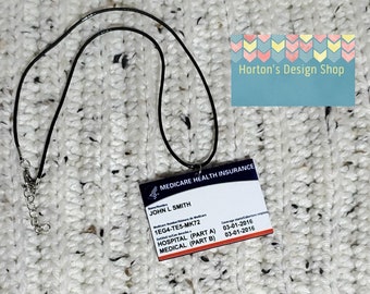 Faux Medicare Card Necklace