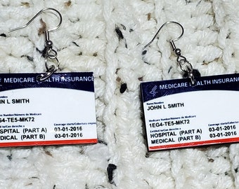 Faux Medicare Card Earrings