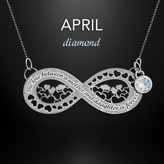 April Custom Birthstone Necklace Mother 