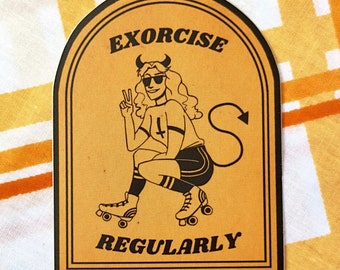 Exorcise Regularly Sticker 3" | Retro Demon