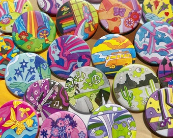 60s Inspired Pride Buttons - LGBTQ - 2.25” - 21 Options