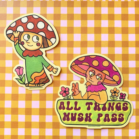 Groovy Mushroom Hippie Stickers