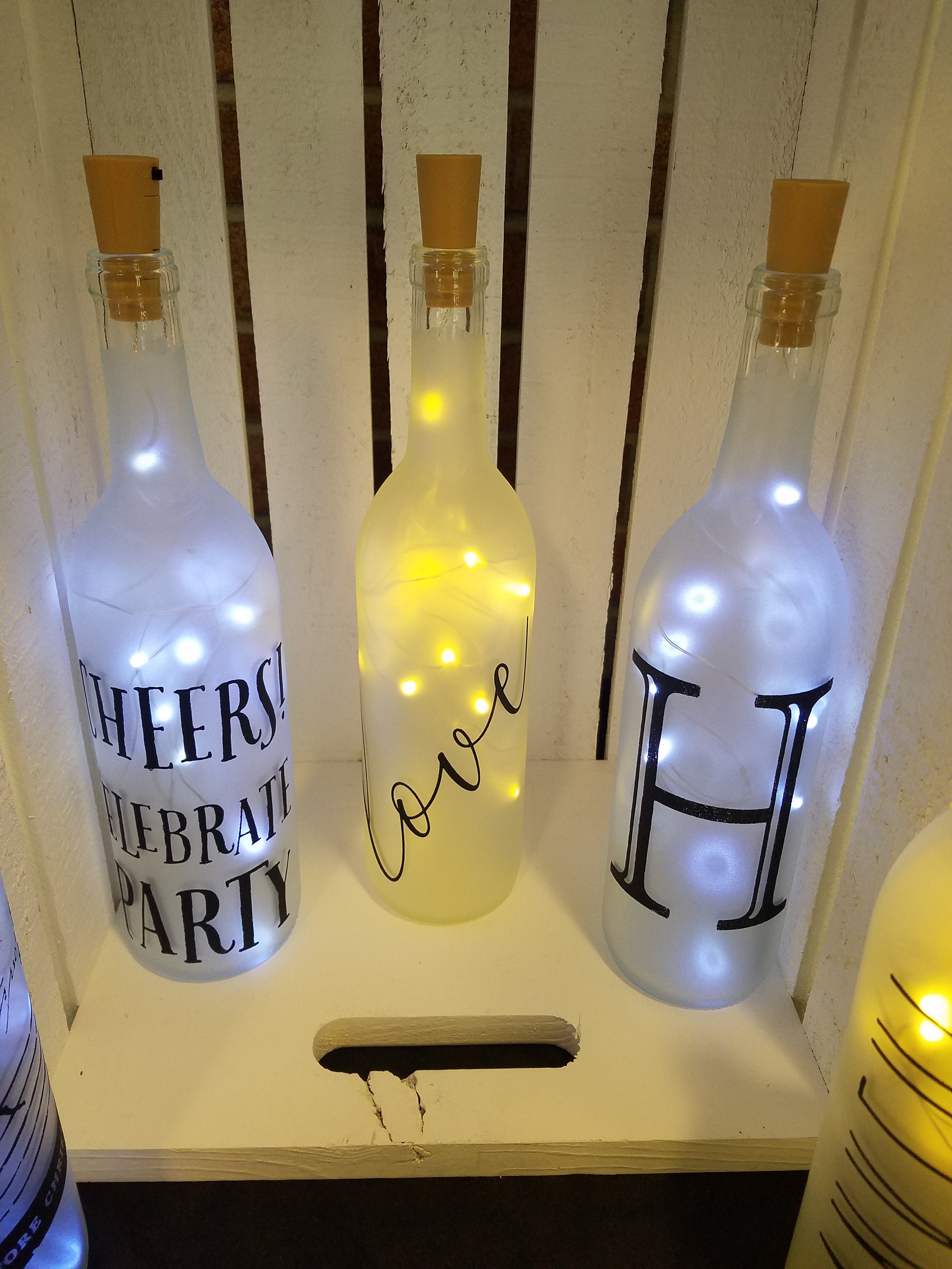 Frosted Light up Wine Bottle, Lighted Wine Bottle, Christmas Gift, Gift