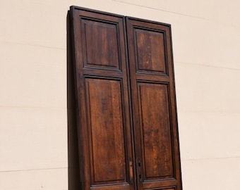 Pair of Large 113" Tall French Antique Solid Oak Wood Doors Architectural
