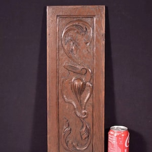 Antique French Solid Oak Wood Highly Carved Panel Salvage
