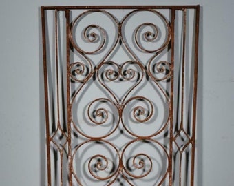 Antique French Iron Decorative Window Panel/ Fence Panel Salvage Late 1800's