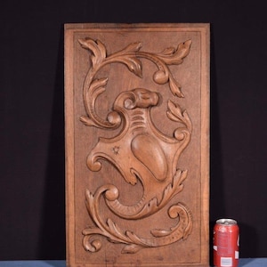 Antique French Highly Carved Panel in Oak Wood Salvage