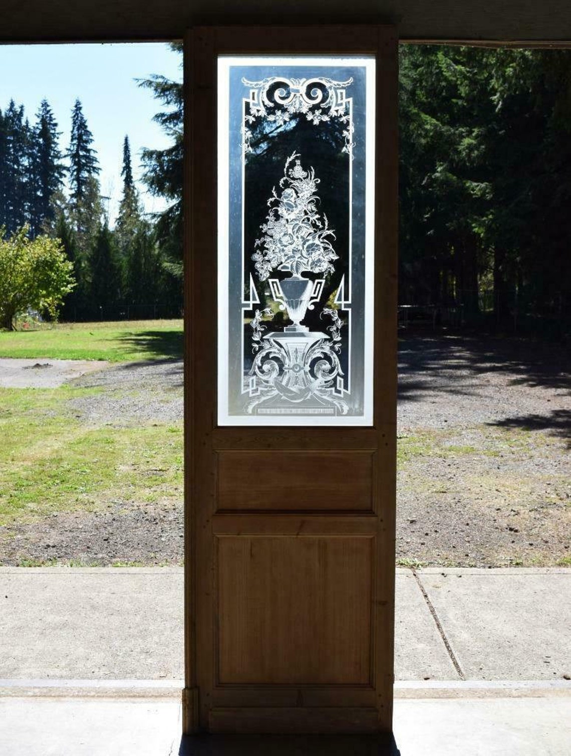 98 Tall Antique French Etched Glass Door Frosted Glass Etsy