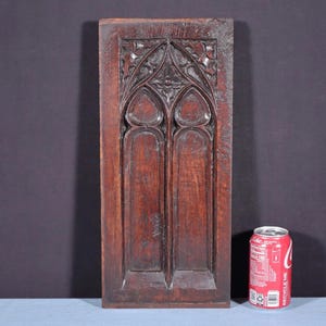 Antique French Gothic Revival Panel Solid Oak Wood Salvage Early 1800&#39;s