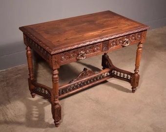 Antique French Desk Library Office Barley Twist Renaissance