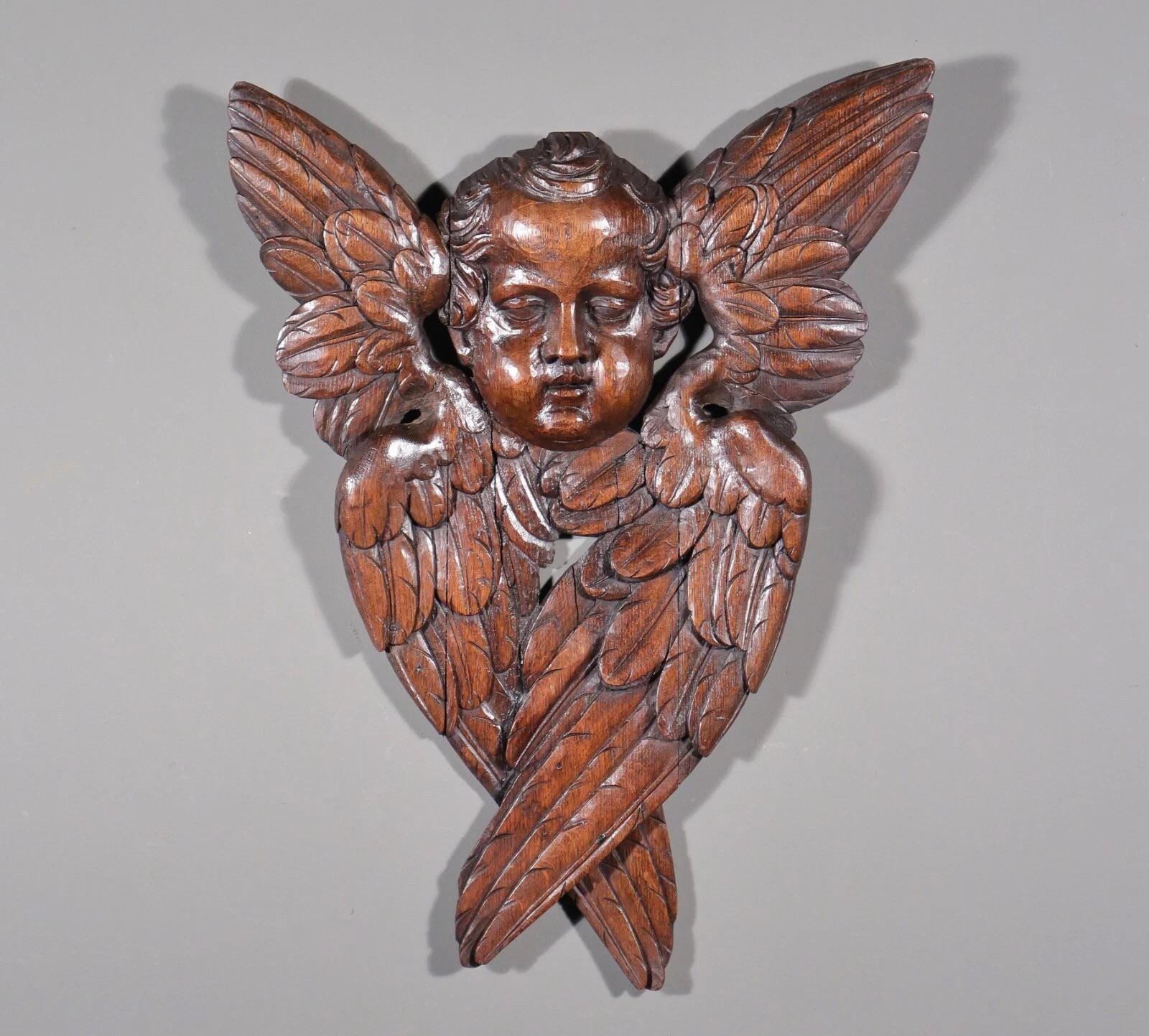Antique Wood Angel - Etsy