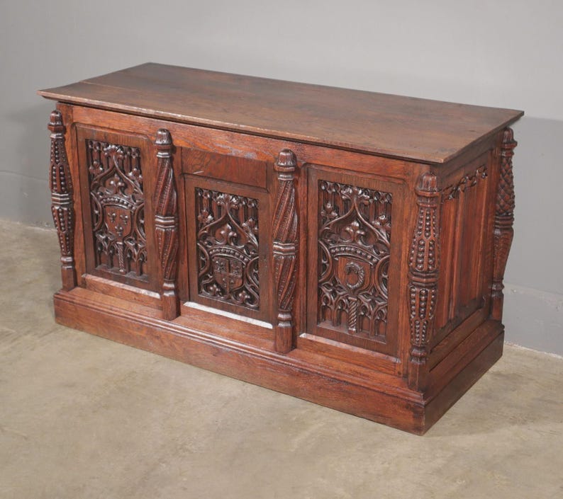 Antique French Gothic Chest/Trunk - Thumbnail 2
