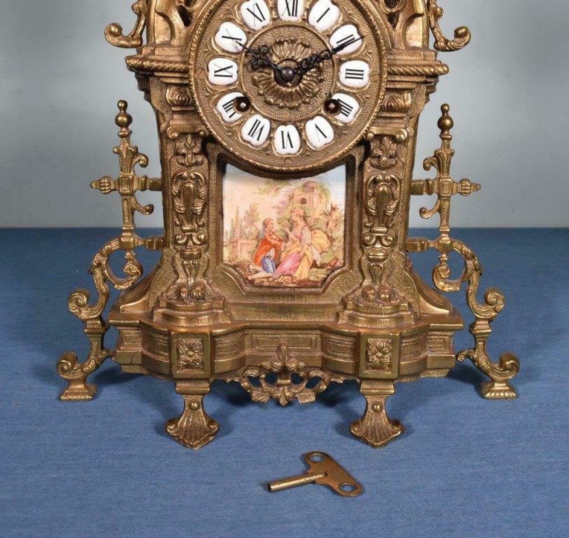 Vintage Bronze Mantel Clock with Hermle/ FHS Clockworks and Etsy