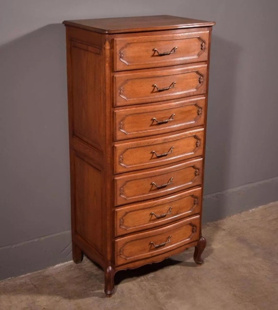 Vintage French Solid Oak Wood Lingerie Chest of Drawers dresser chiffoniere Etsy