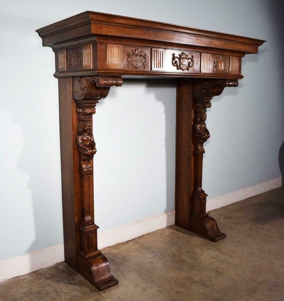 Large Vintage Renaissance Revival Oak Fireplace Surround/ - Etsy