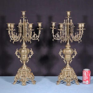 XL 24&quot; Tall Pair of Large Vintage French Bronze Candelabra Candlesticks