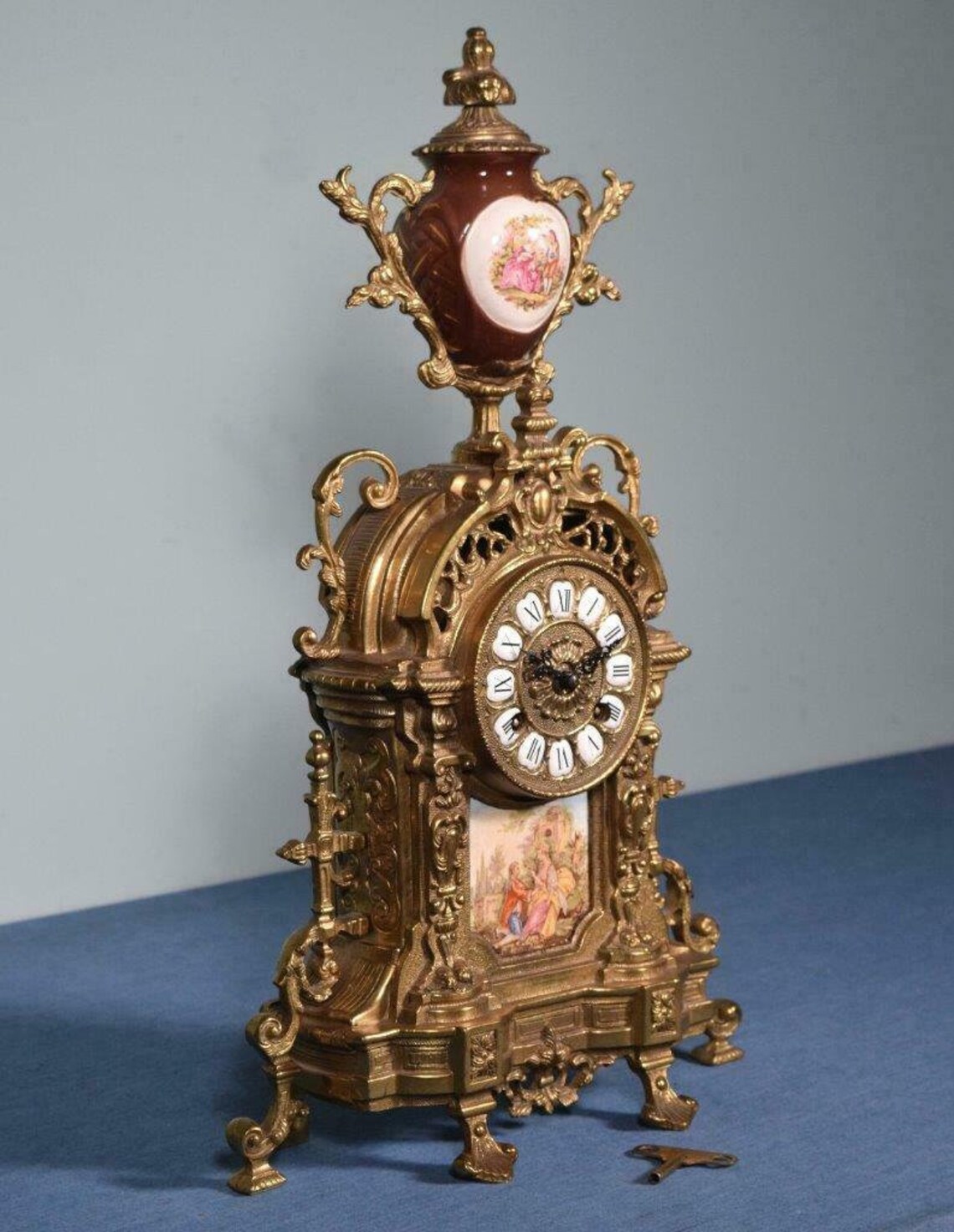 Vintage Bronze Mantel Clock with Hermle/ FHS Clockworks and Etsy