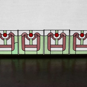 Set of 4 18&quot; Tall Vintage French Art Deco Stained Glass Panels w/Leaded Glass