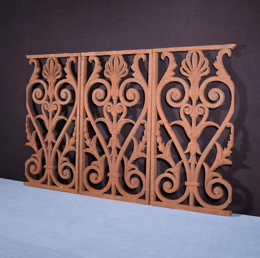 Antique French Set of 3 Iron Decorative Panels Salvage Late Etsy