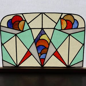 29&quot; Wide Vintage French Art Deco Stained/Leaded Glass Panel