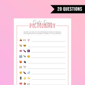 Dirty Emoji Pictionary / Gioco per la festa nuziale / Giochi per la festa nuziale sporchi / Quiz sulle emoji per adulti / Gioco divertente per l'addio al nubilato / Stampabile