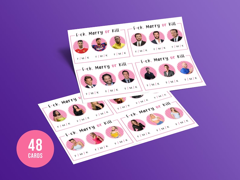 Fk Marry Kill bachelorette party game hens party game image 1